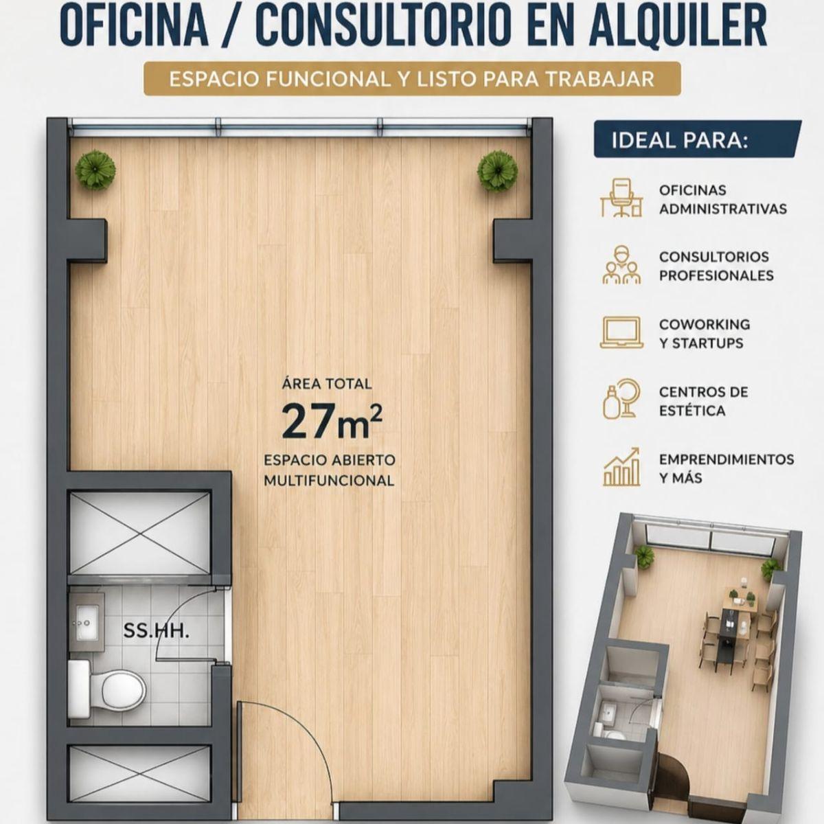 Local de 27 m² en Alquiler en Monterrico en 2do Piso