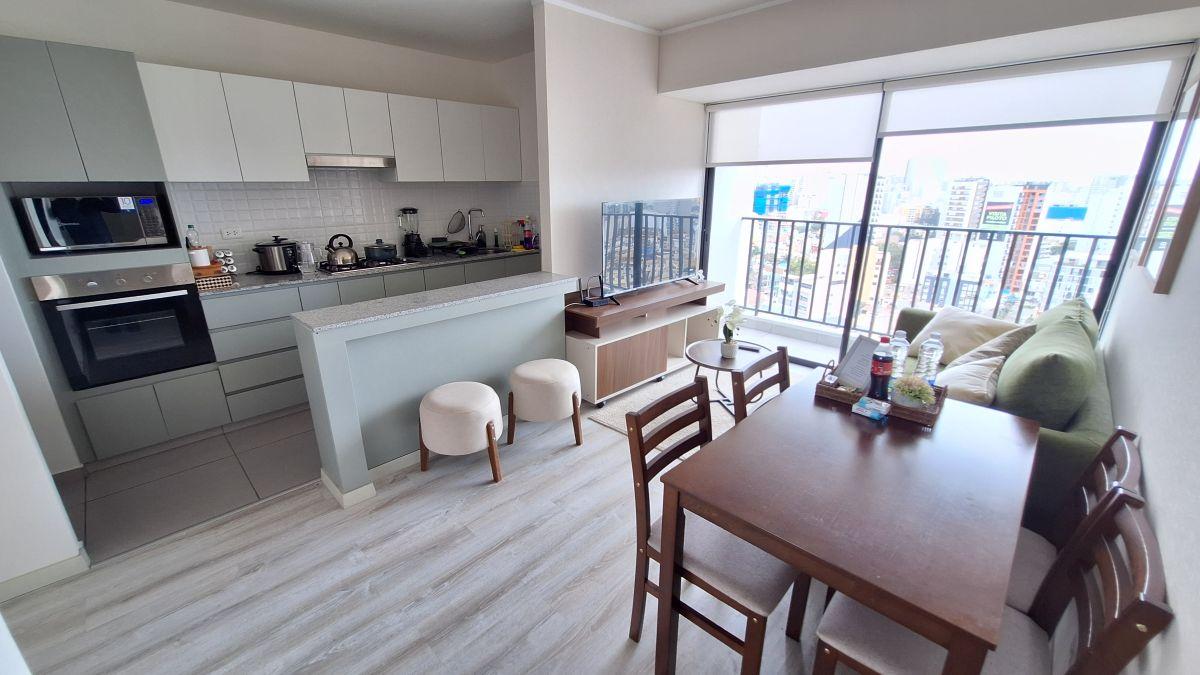Lindo Depa Amoblado, Frente a Parque, en Piso 18, 2 Dorm + Cochera. Alt. Cdra. 7 de Av. Cornejo