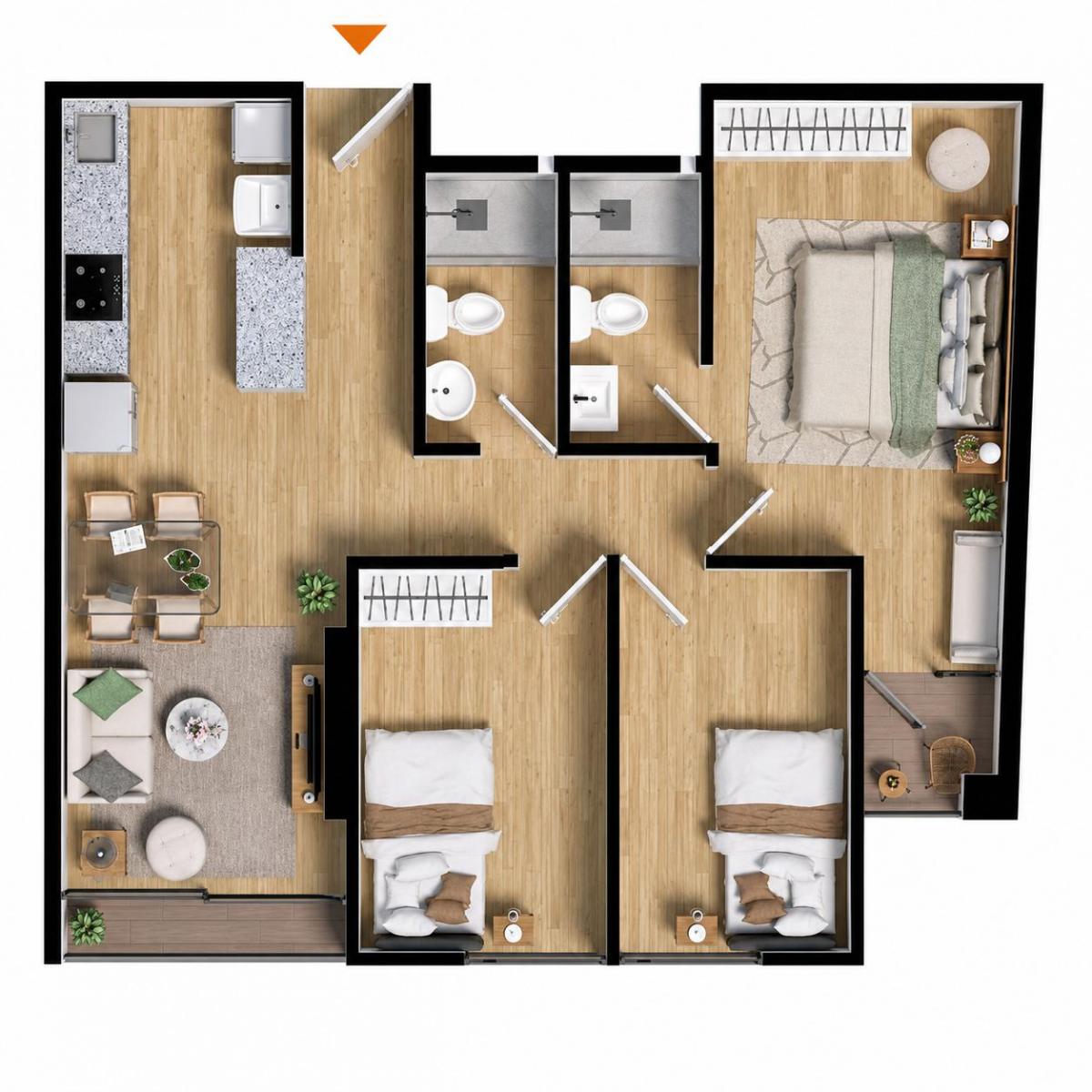 2 Dormitorios en Jesús María (64.75 M²)