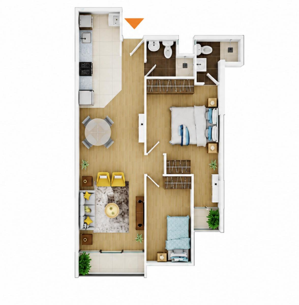 2 Dorm. en Santa Beatriz (67.40 M²)