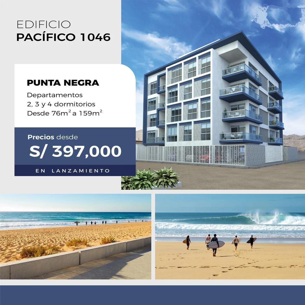 Departamento en venta en Punta Negra - 73 m², 3 dormitorios