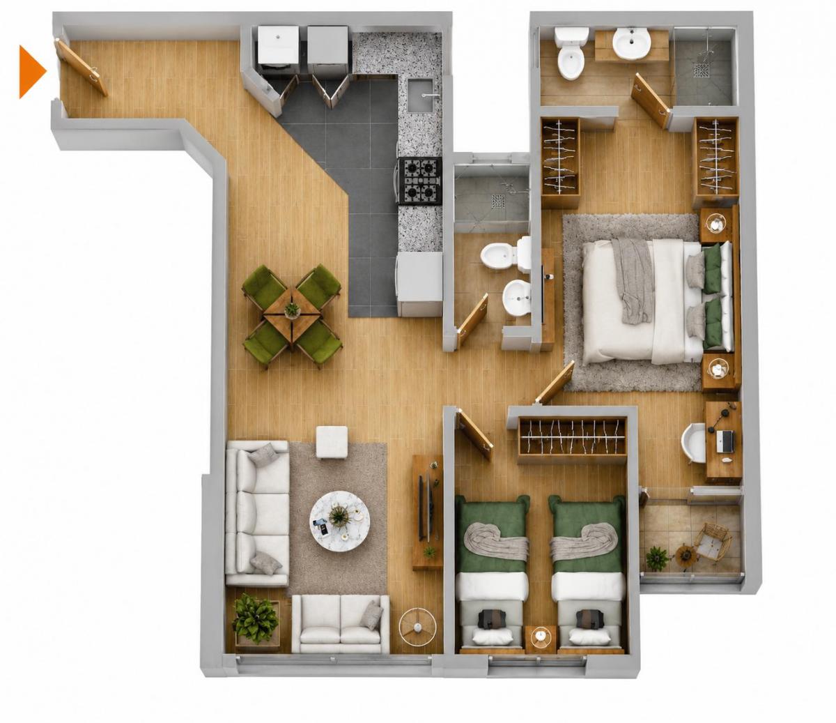 2 Dorm. en San Miguel (58.70 M²)