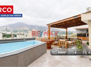 Penthouse Dúplex en Venta en Surco con Terraza, Jacuzzi y 4 Cocheras