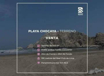 Venta de Terreno 500 m² - Playa Chocalla - Km 92.5 Panamericana Sur