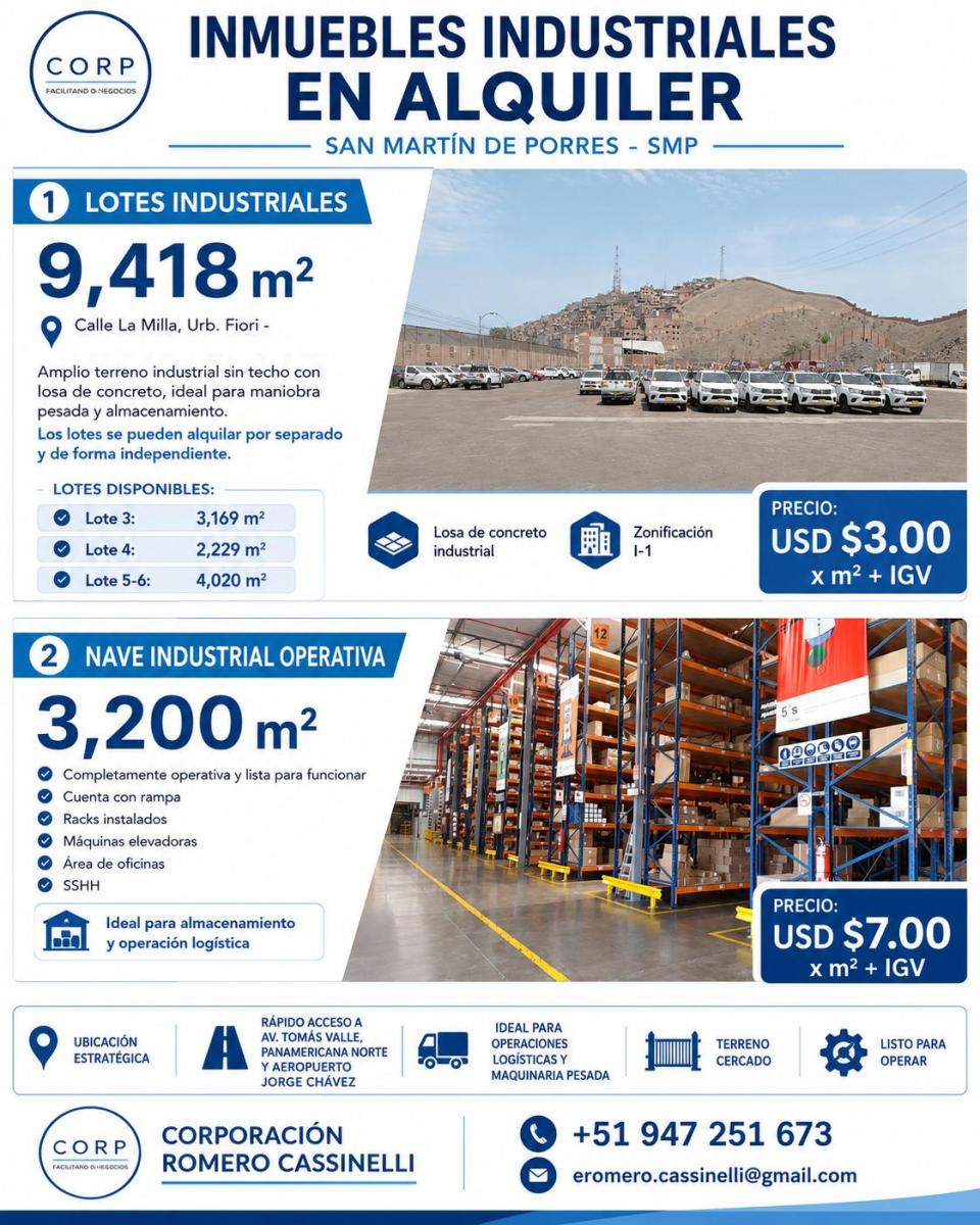 Alquilo Lote Industrial I - 1 en Smp y Nave Industrial