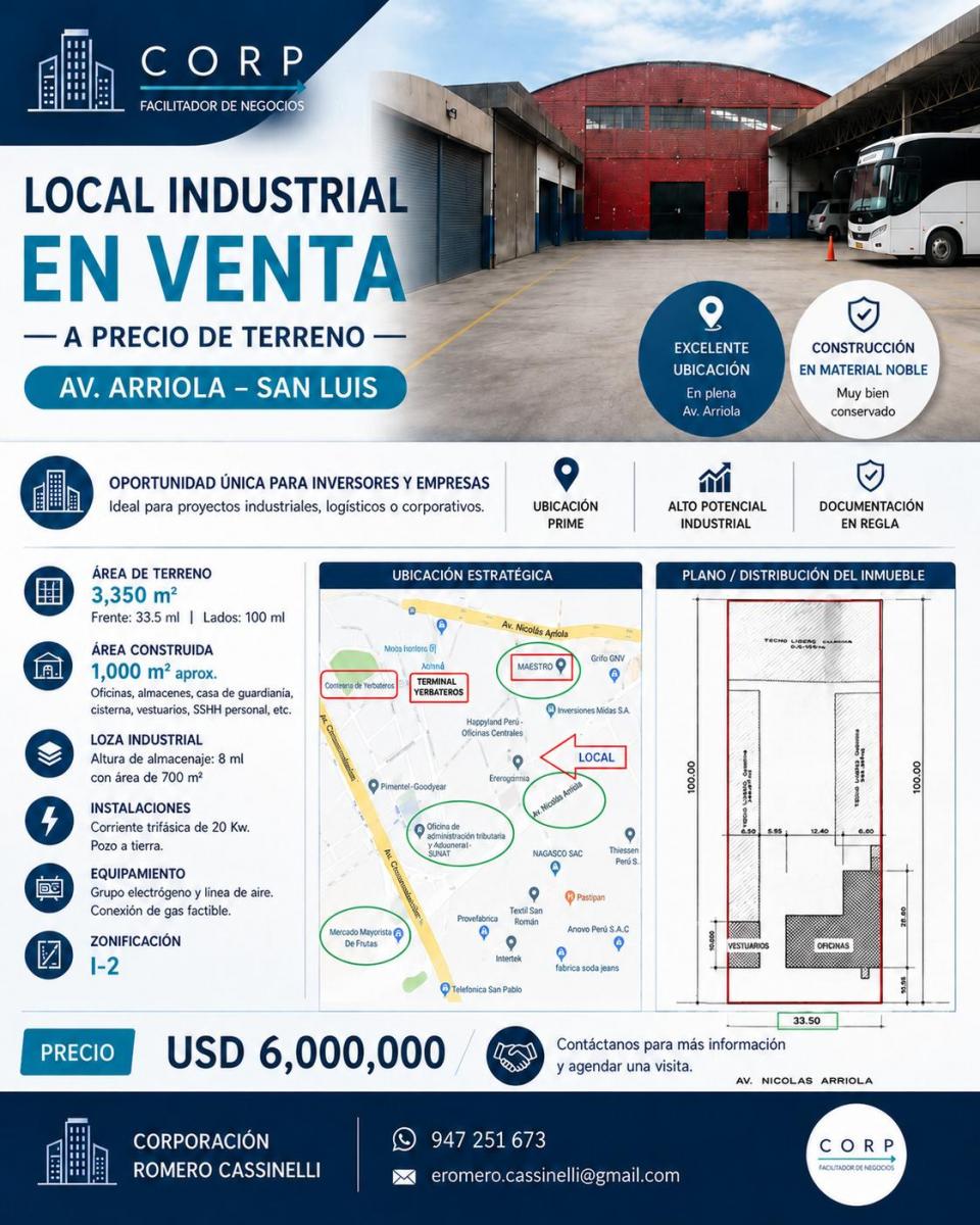 Local Industrial en Venta – Av. Arriola, San Luis (I - 2)